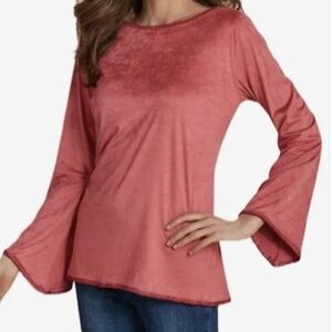 Soft Surroundings Faux Suede Beatrix Tunic Top Rose XS
